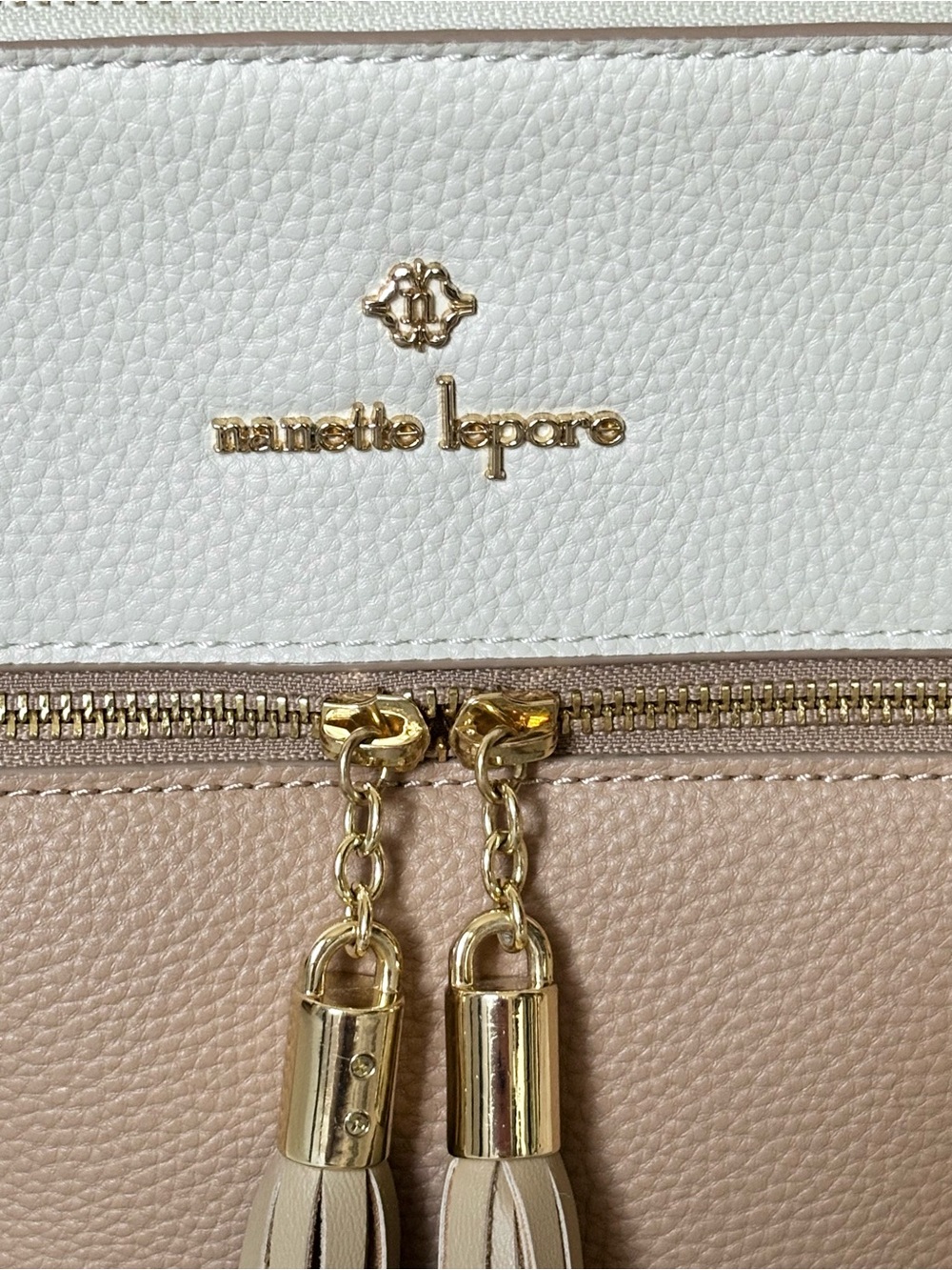 Nanette Lepore Triple Section Colorblock Crossbody EUC Beige & Ivory - Picture 6 of 12